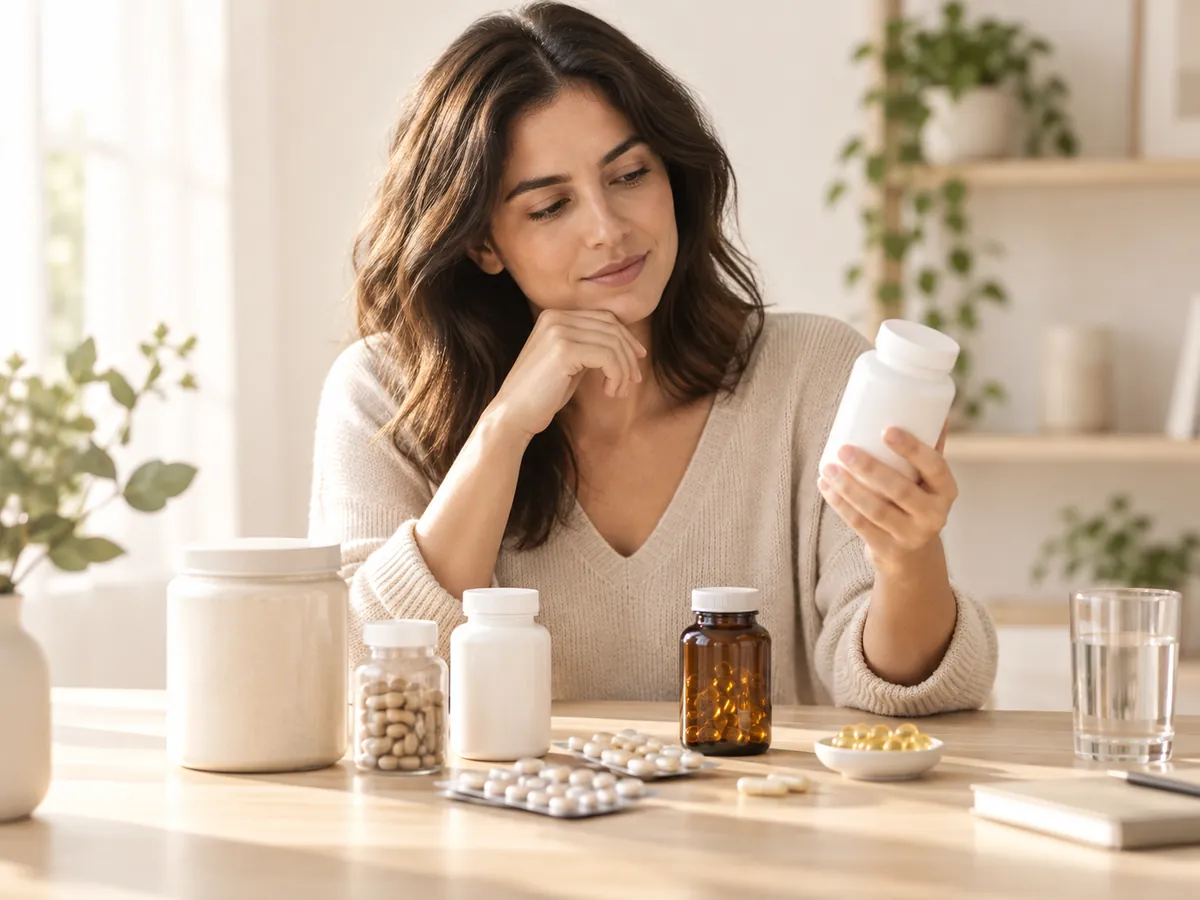 Persona comparando distintos tipos de suplementos